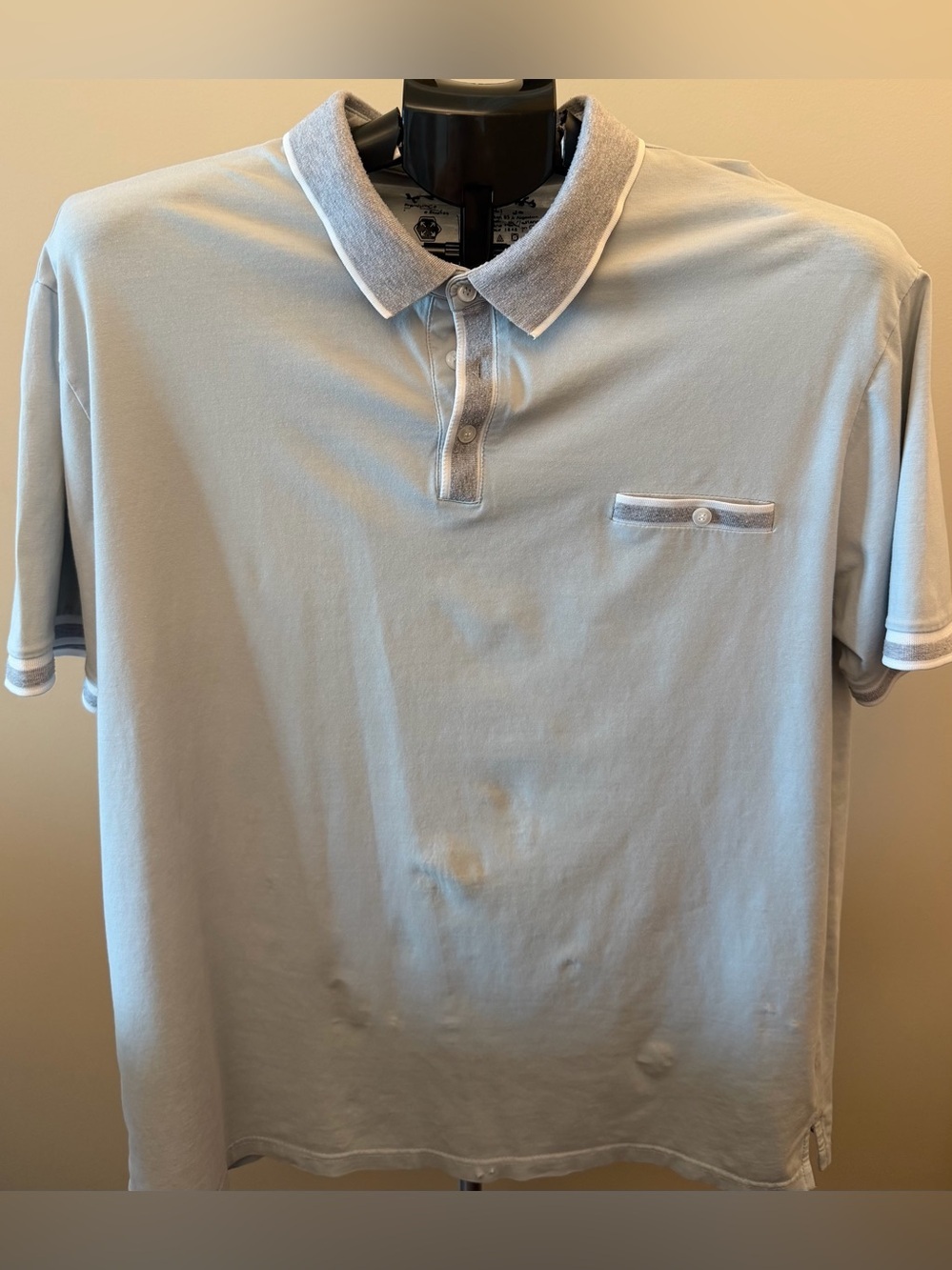 Men's Light Blue Polo Shirt with Contrast Trim